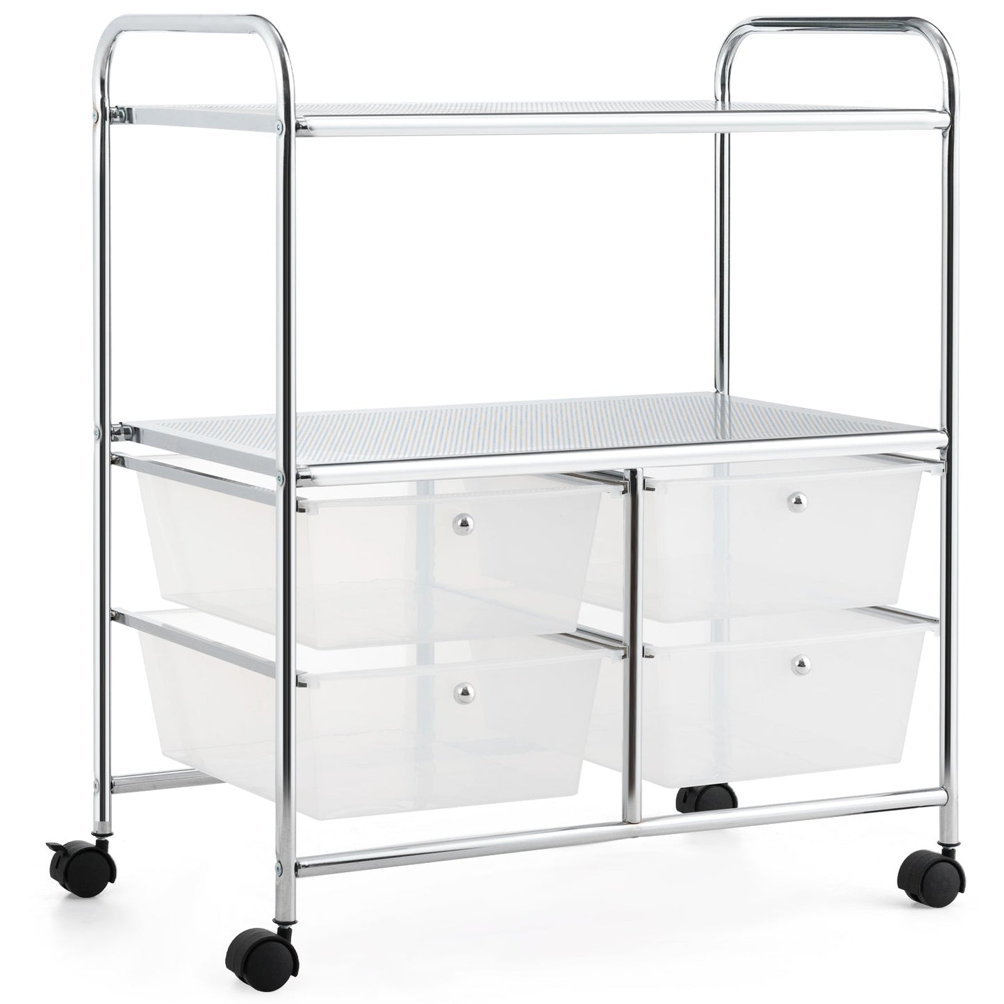 Mobile 4 Drawers Shelves Rolling Storage Cart Rack