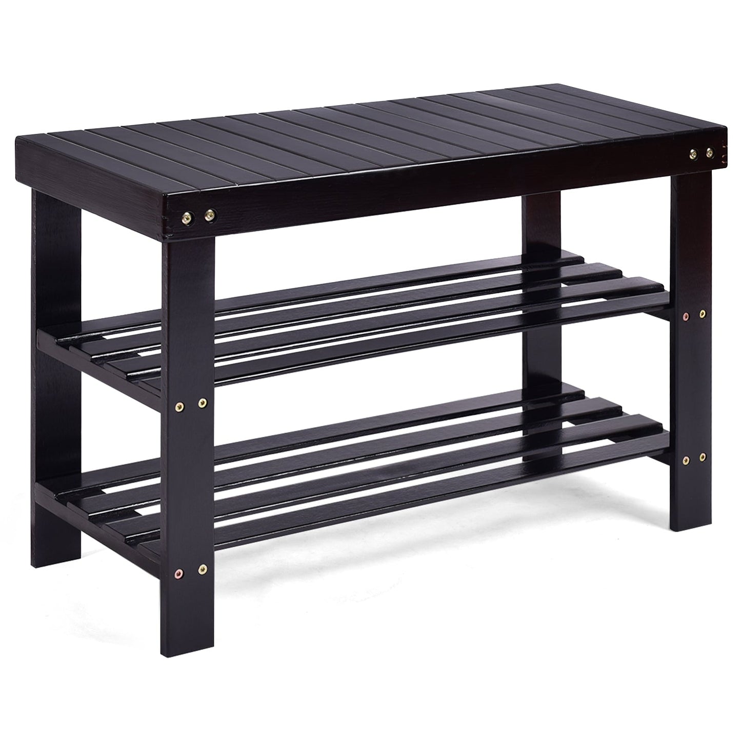 3 Tier Bamboo Bench Storage Shoe Shelf-Natural