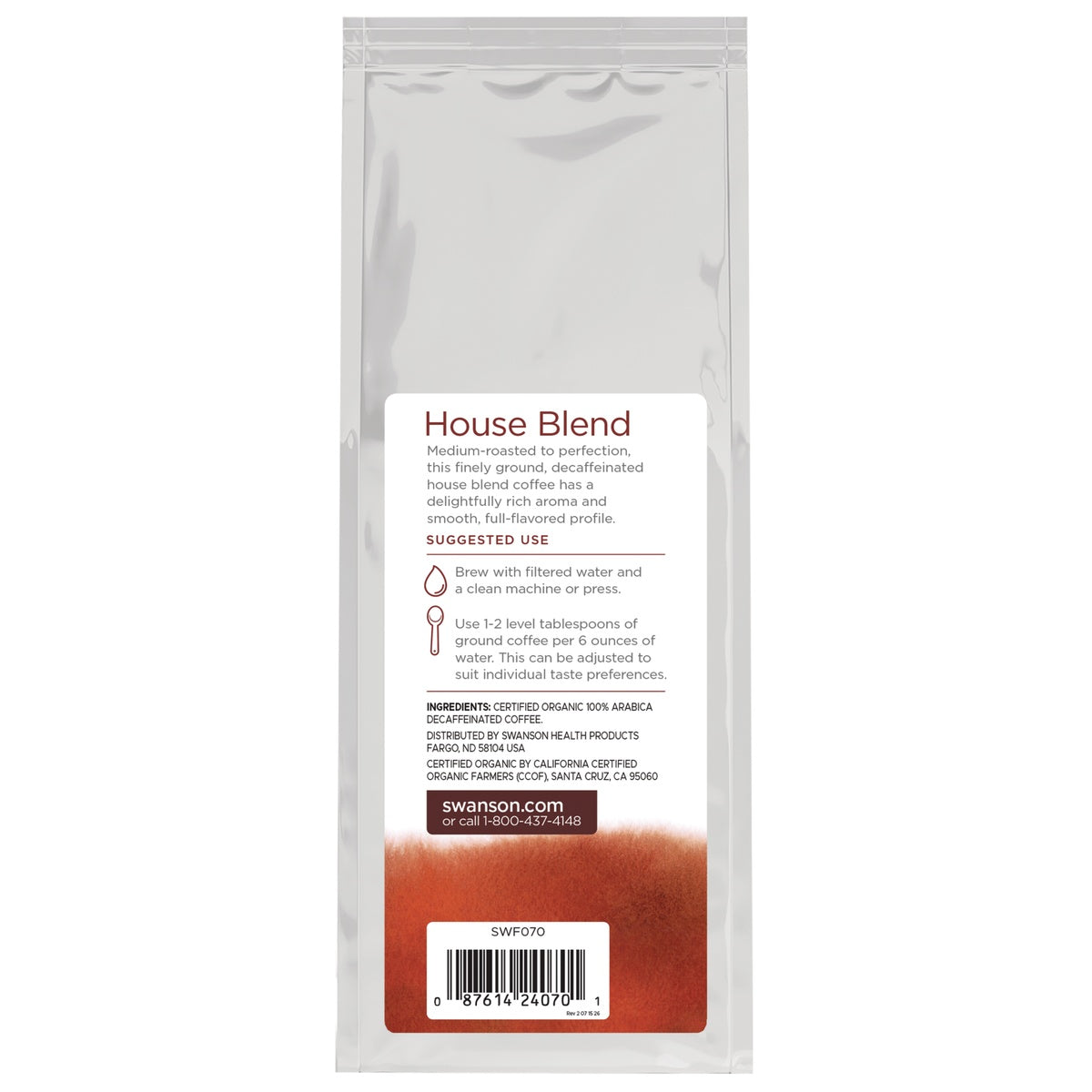 Organic House Blend Decaf Ground Coffee - Medium Roast