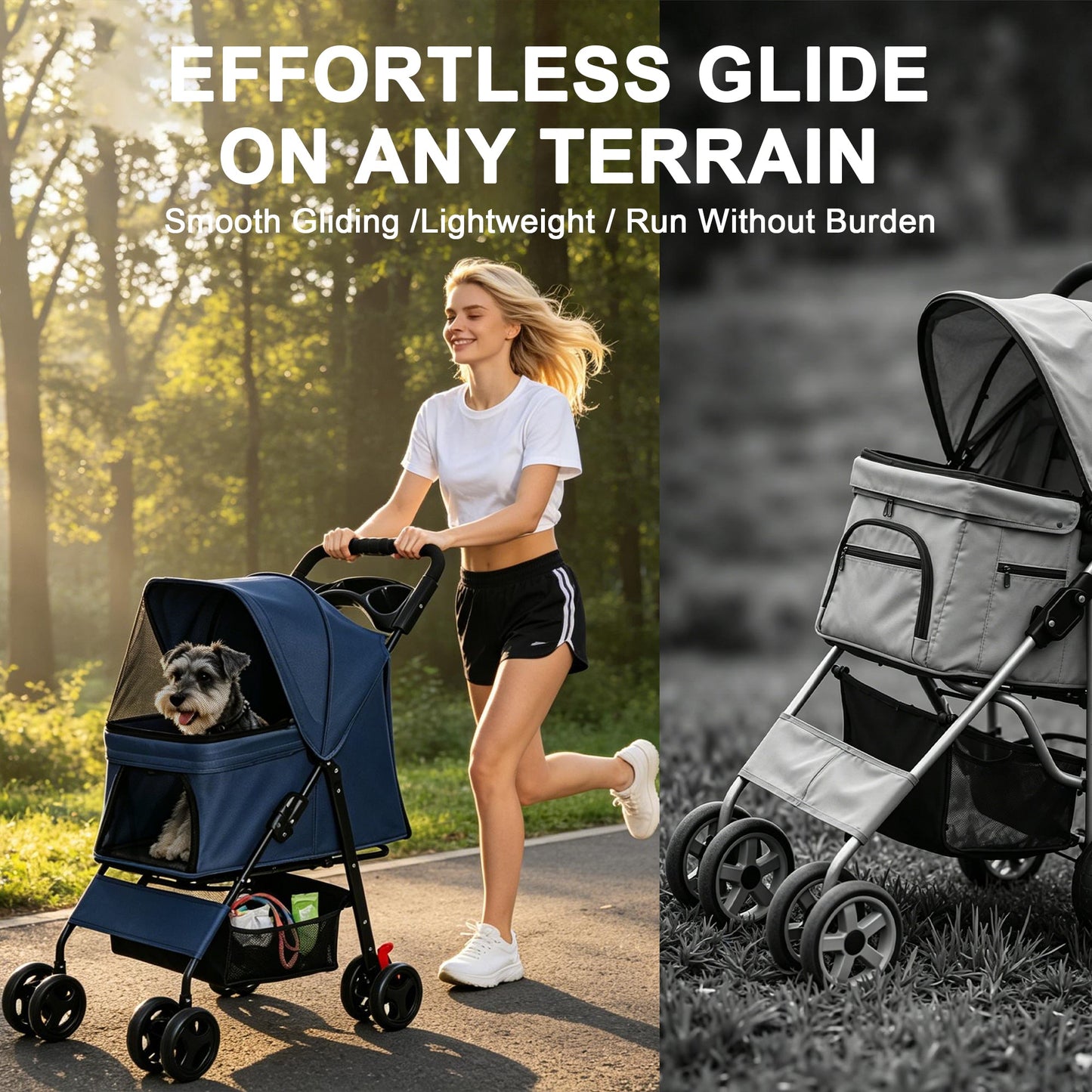 Foldable Pet Stroller for Small Dogs and Cats