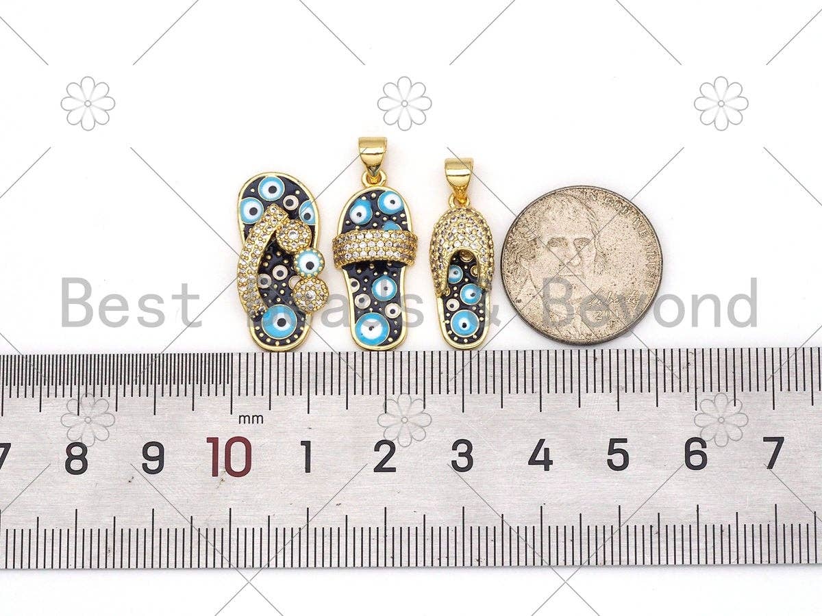 CZ Micro Pave Enamel Colorful Evil Eye On Slipper Shape Pendant,18K Gold Filled Slipper Charm,Enamel Charm, 24x11mm/25x11mm/21x9mm,Sku#LK417