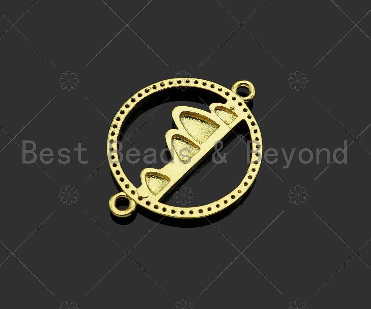 Gold Filled CZ Micro Pave Mountain On Round Ring Shape Connector,18K Gold Filled Charm, Necklace Bracelet Connector,26x20mm,Sku#LK350