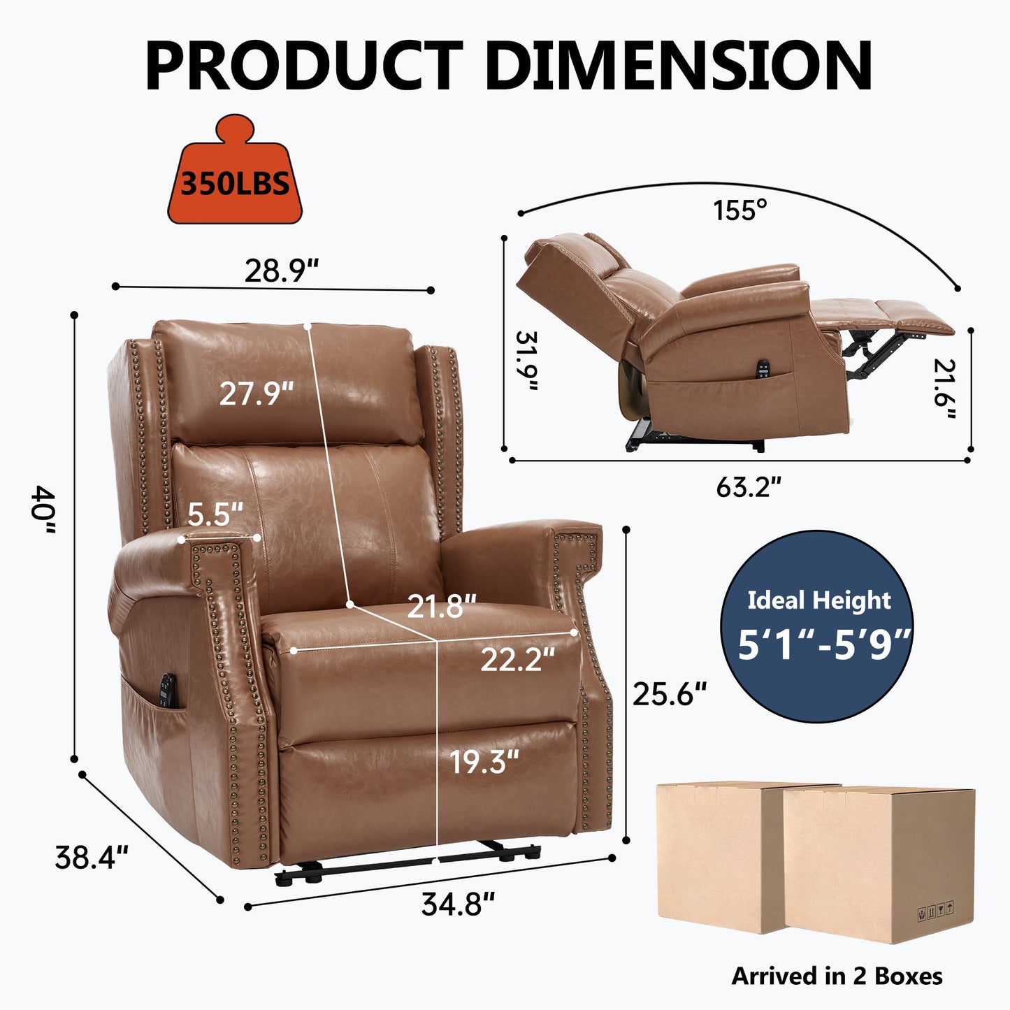 Camel Manual Recliner Chair in Faux Leather