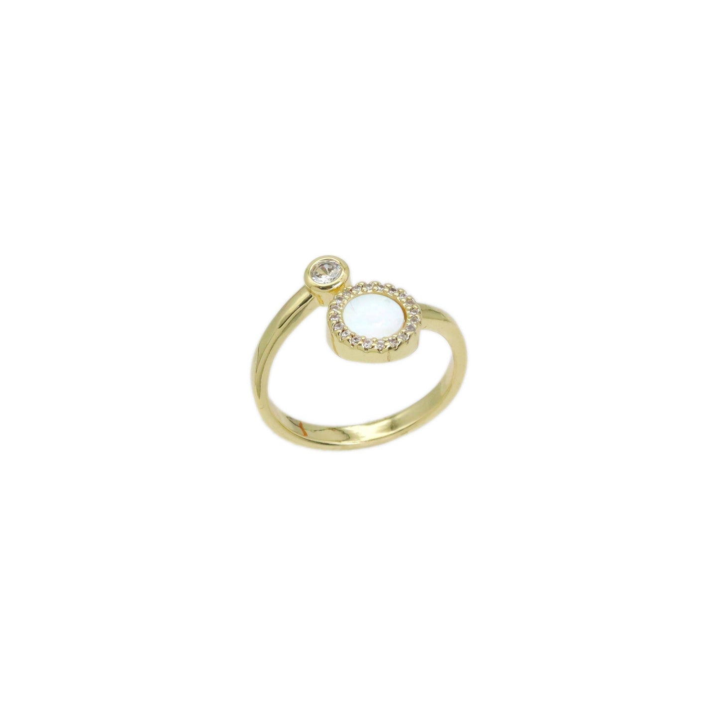 Mother of Pearl CZ Dots Adjustable Ring, Sku#LX478