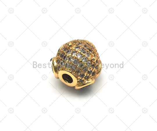 Colorful Enamel Evil Eye On Round Ball Spacer Beads,18K Gold Filled CZ Micro pave Beads, Necklace Bracelet Charm Beads,Sku#LK552