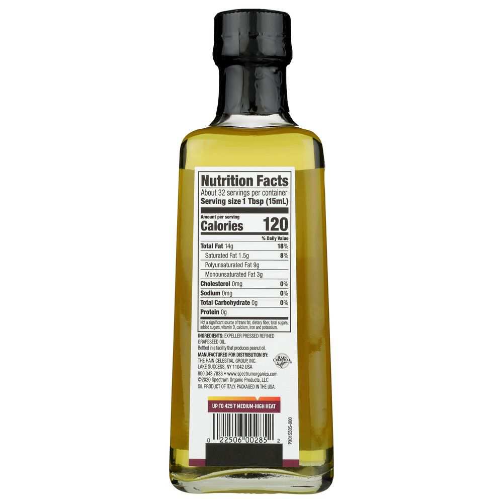 Spectrum NATURALS: Refined Grapeseed Oil -16oz All-Purpose Cooking Oil