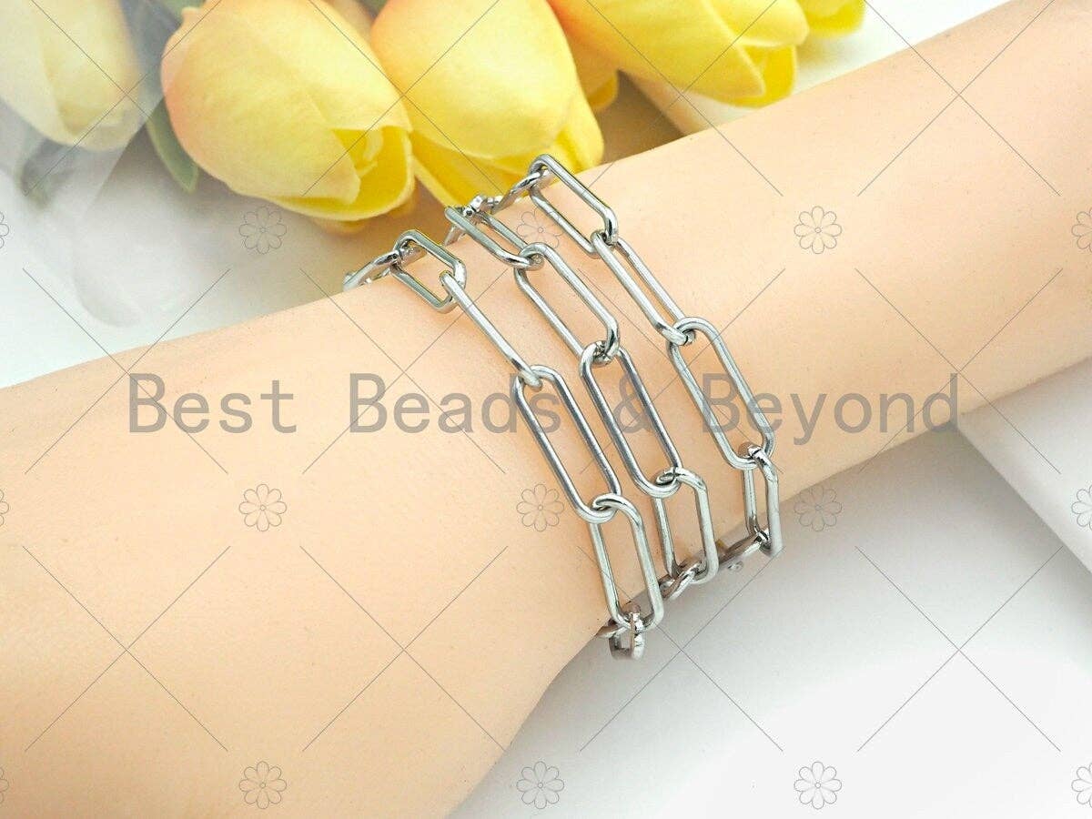 Non-tarnish Stainless Steel Paper Clip Chain, 7x19mm, Antique Silver Color Unfinished Jewelry Chains, Wholesale Chain,sku#A101