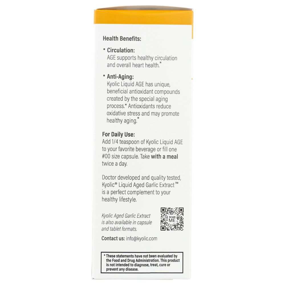 KYOLIC Aged Garlic Extract Vegetarian Liquid Plain, 2 oz