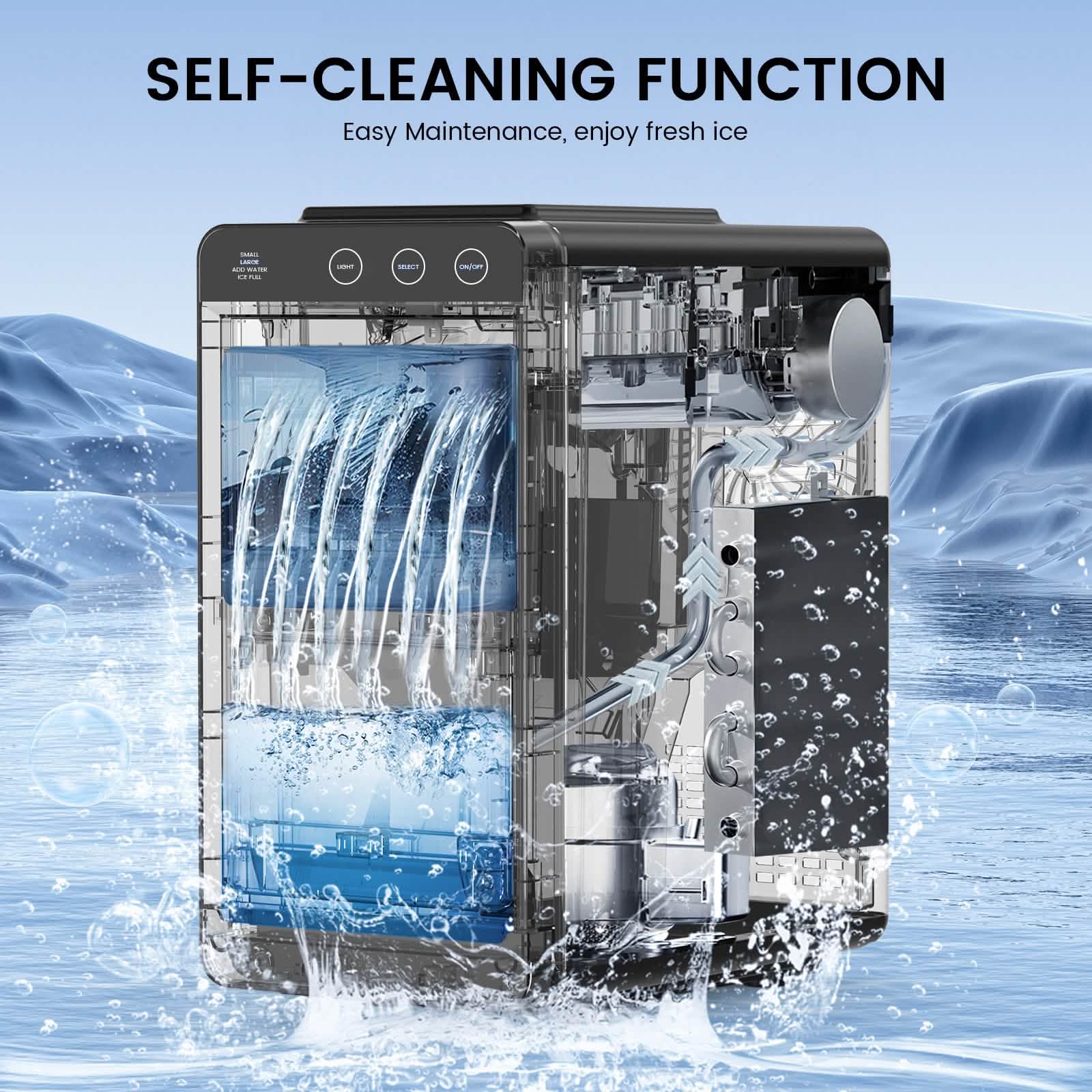 Portable Countertop Ice Maker – 8 Cubes/6 Min, Self-Cleaning