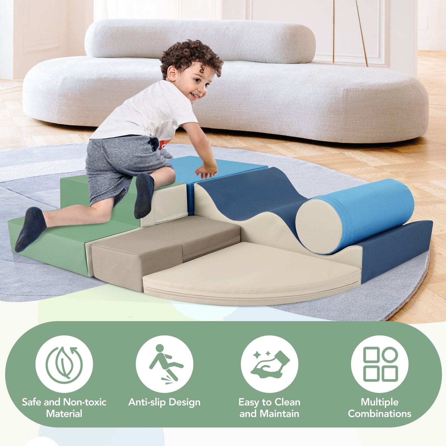 Soft Climb and Crawl Foam Playset 6 in 1