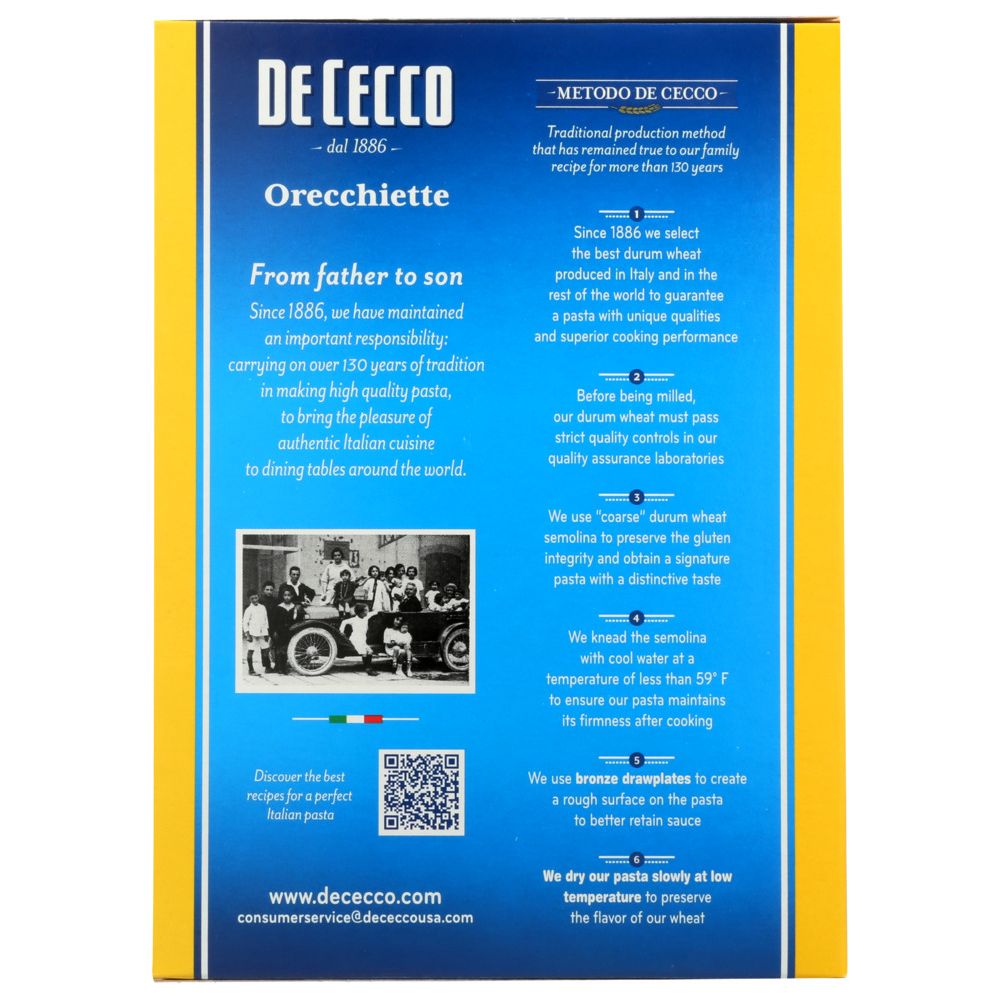 DE CECCO: Orecchiette Pasta, 16 oz