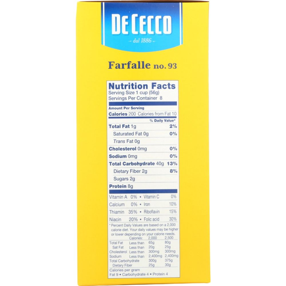 DE CECCO: Pasta Farfalle, 16 oz