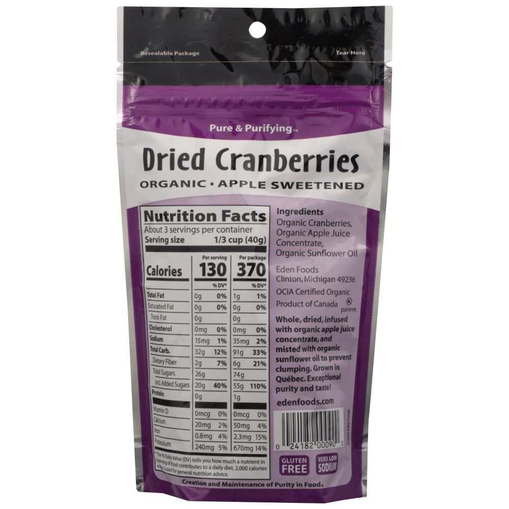 EDEN FOODS: Organic Dried Cranberries Apple Sweetened, 4 oz