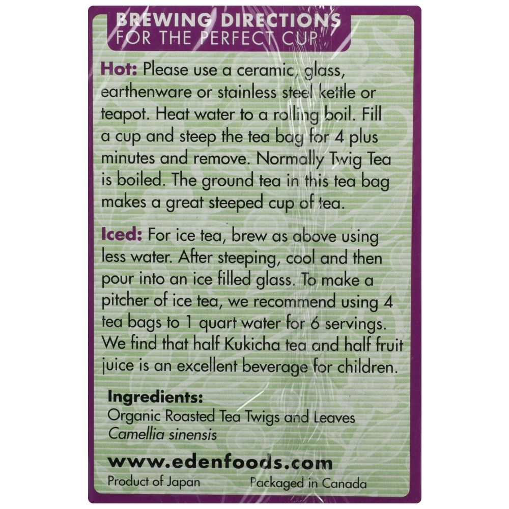 EDEN FOODS: Organic Kukicha Twig Tea, 16 bg