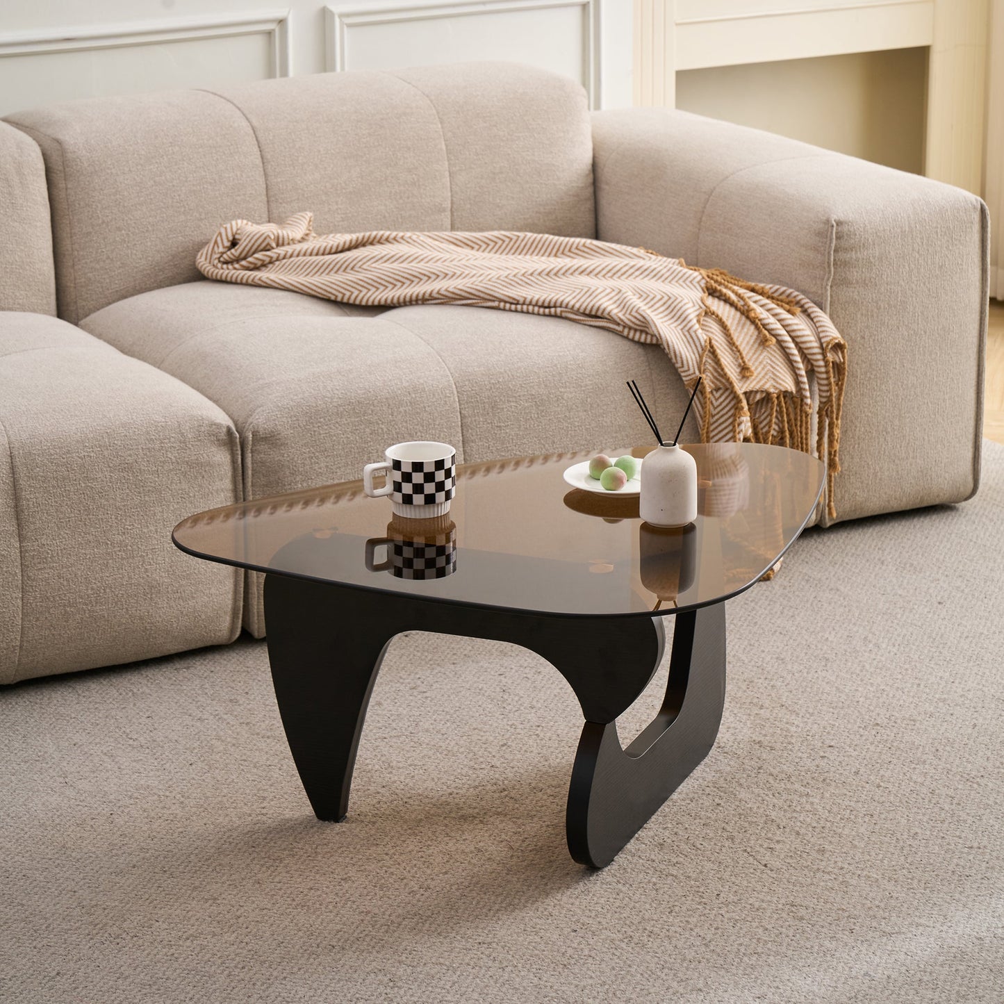 Small Farmhouse Coffee Table Mid-Century Modern Wood Center Table for Living Room
