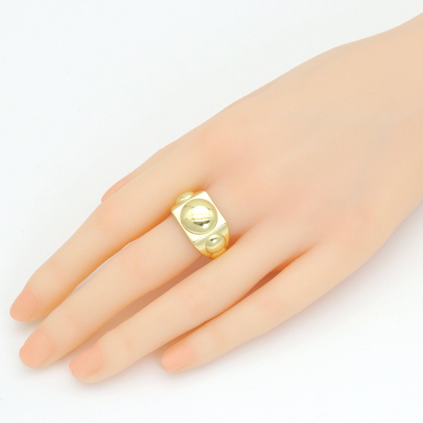 Gold Funky Chunky Statement Adjustable Ring, Sku#LK1143