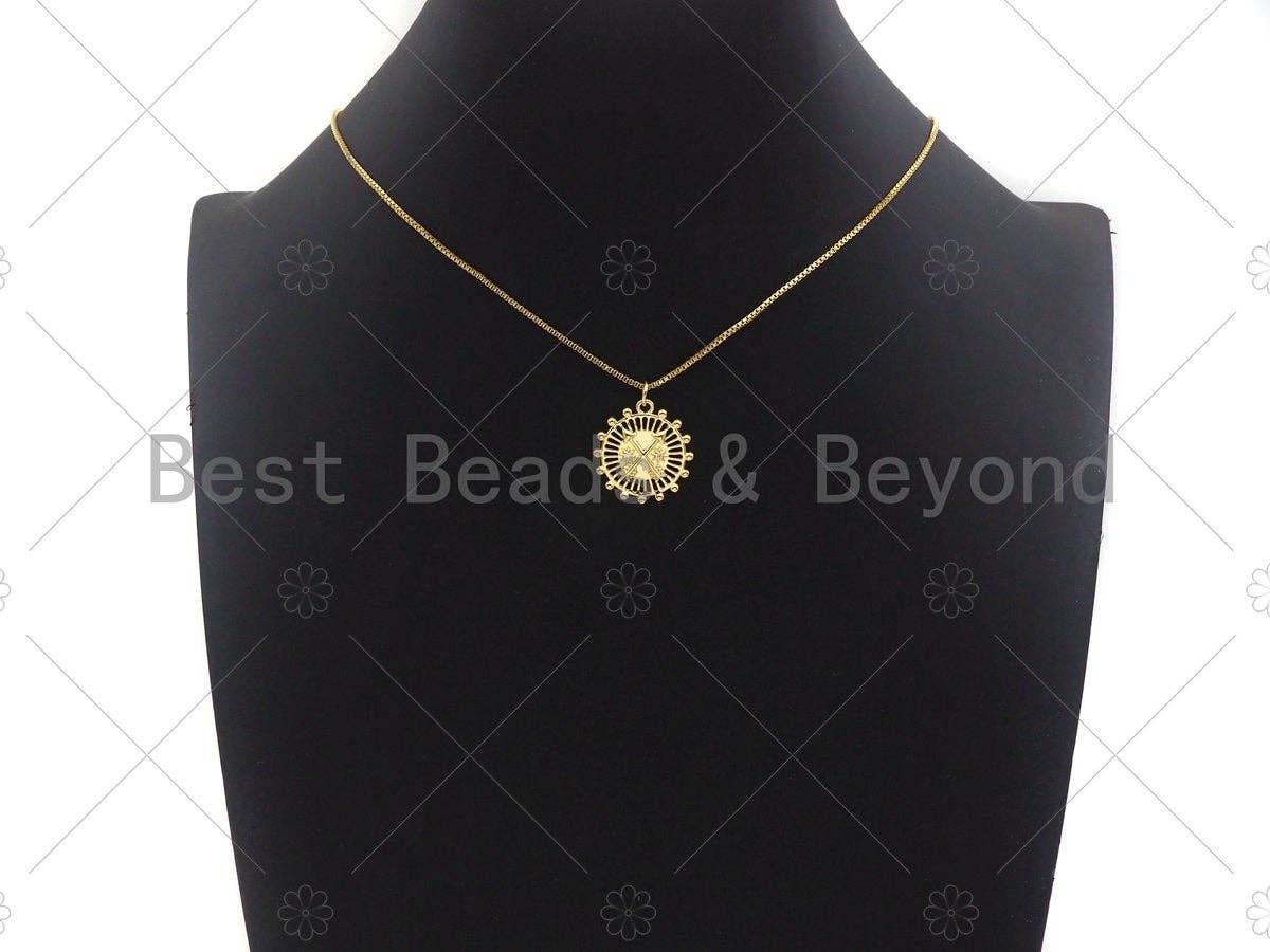 Black white CZ Pave Flower Ferris Wheel Charm, Sku#LK132