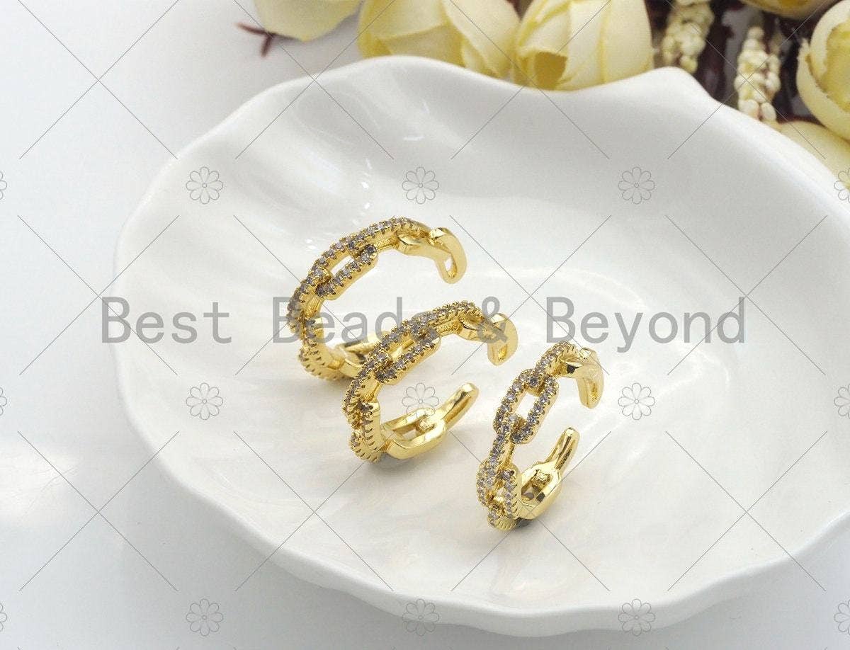 CZ Paper Clip Link Chain Adjustabel Ring, Sku#LK101