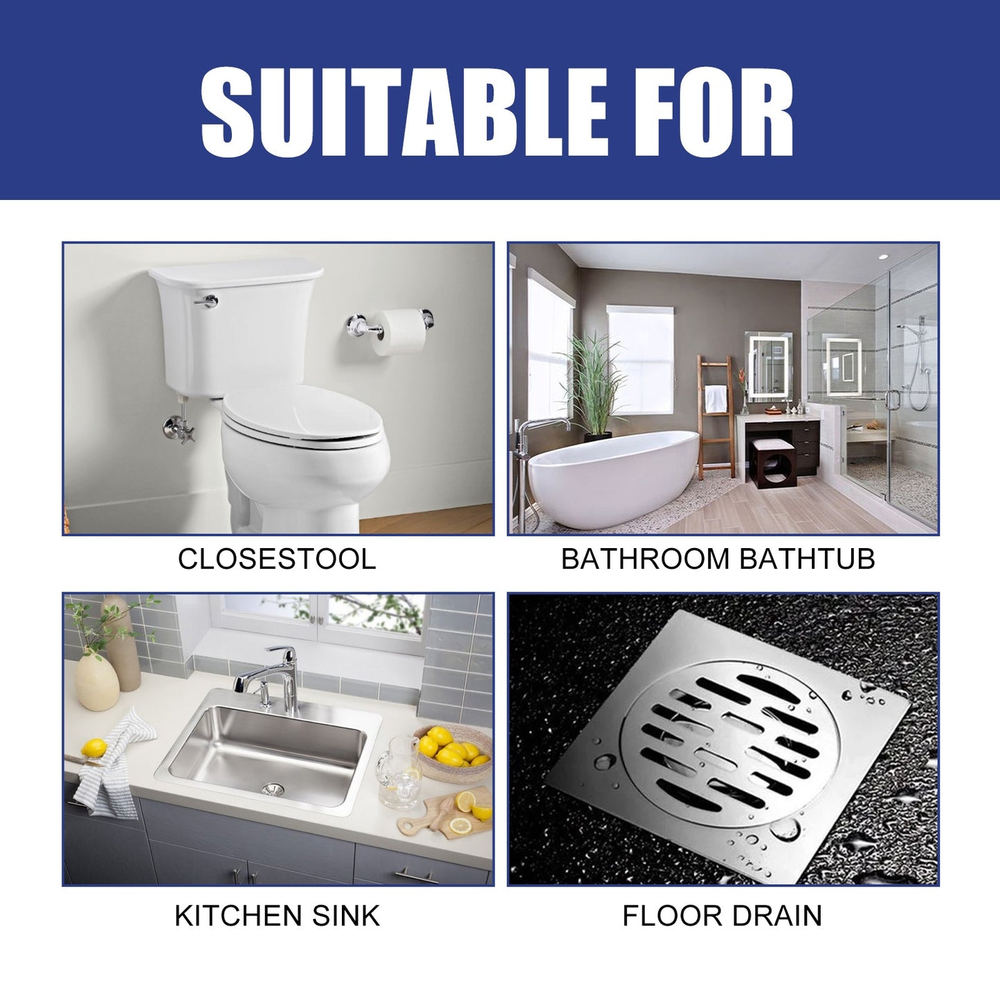 JUE-FISH Drain Gel Pipe Unclogger, Kitchen Bathroom Sewer Odor Cleaning Dissolves Dredging To Prevent Clogging