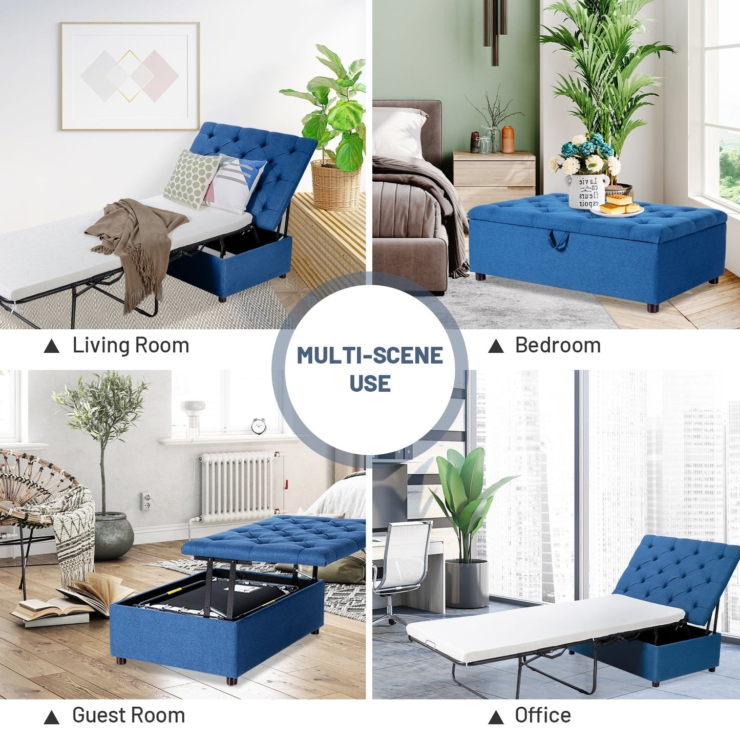 Folding Ottoman Sleeper Bed with Mattress for Guest Bed and Office Nap