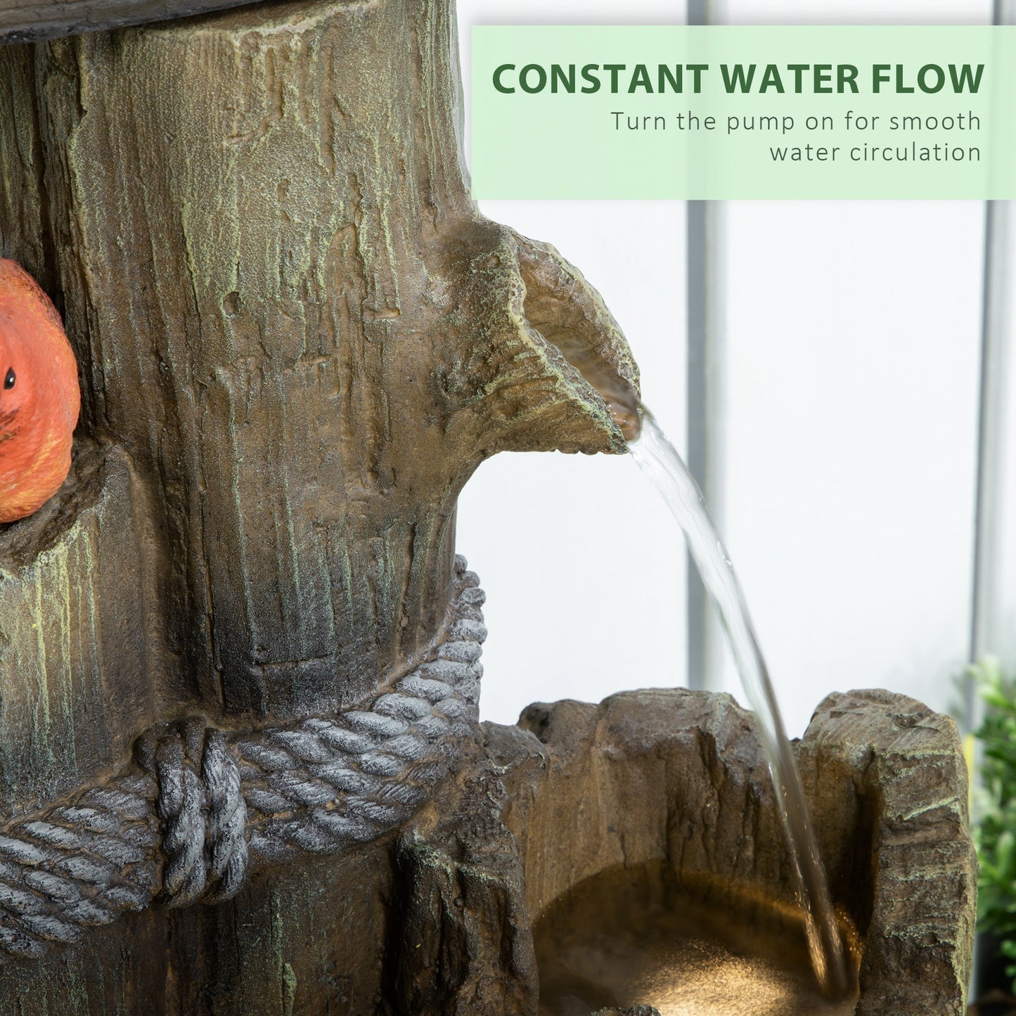 Outsunny Outdoor Fountain with Birdhouse and LED Lights