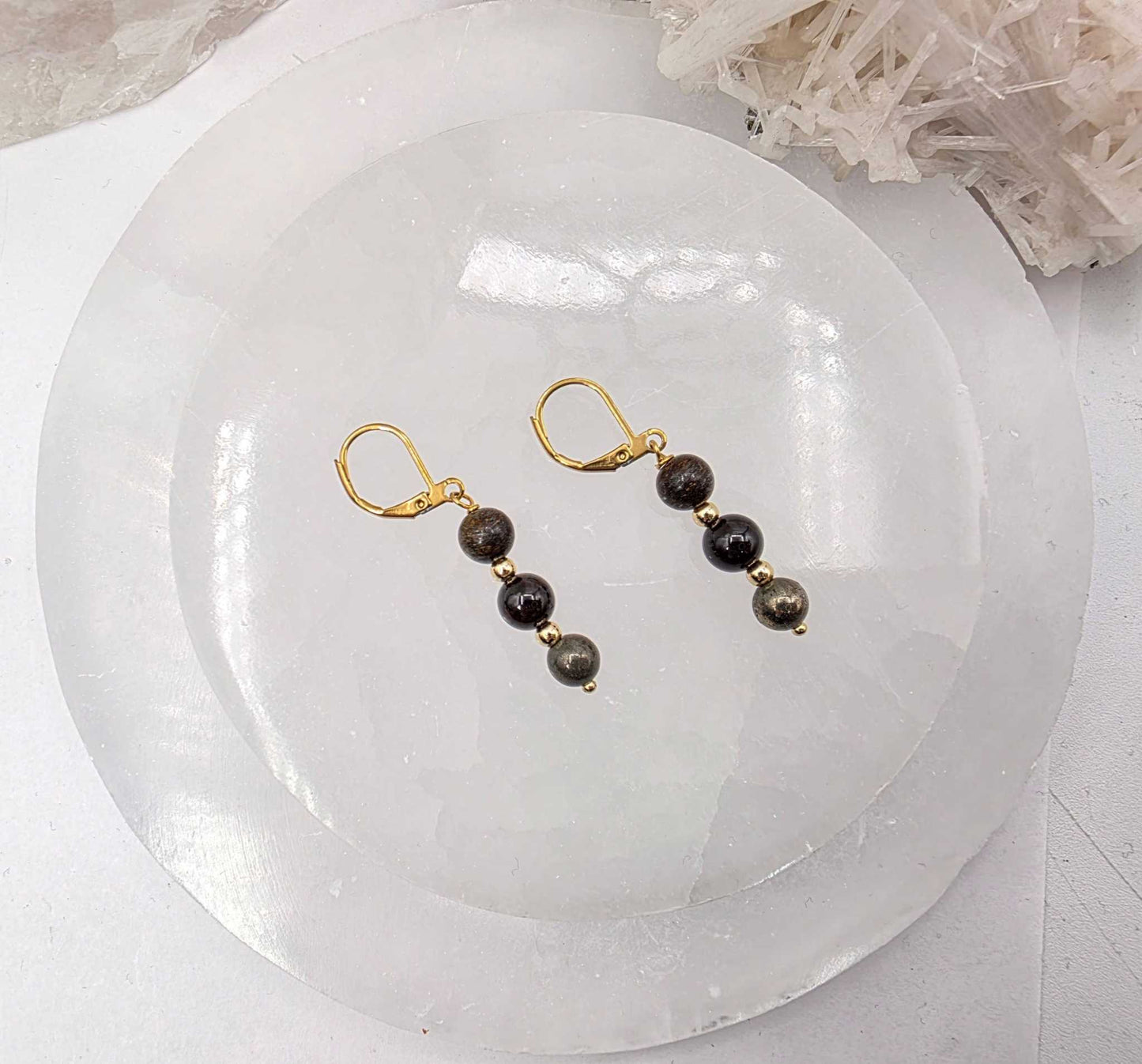 STAY IN MY POWER - Pyrite, Bronzite, Garnet Jewelry Set