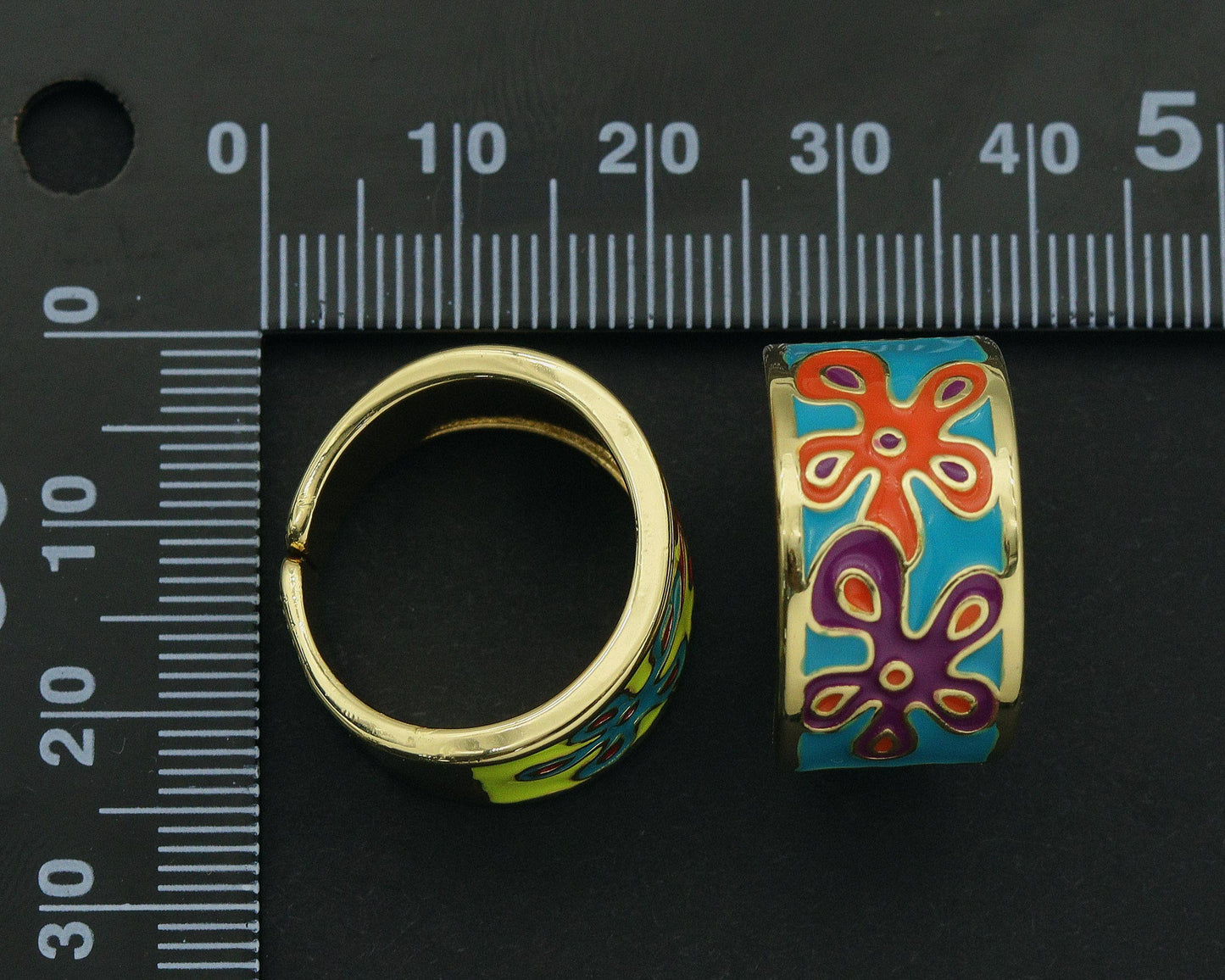 Enamel Band Adjustable Ring, Sku#X307