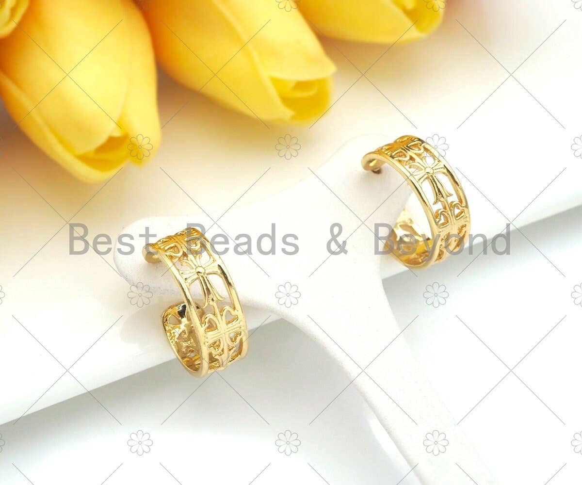 Gold Filigree Hoop Earrings, Sku#J313