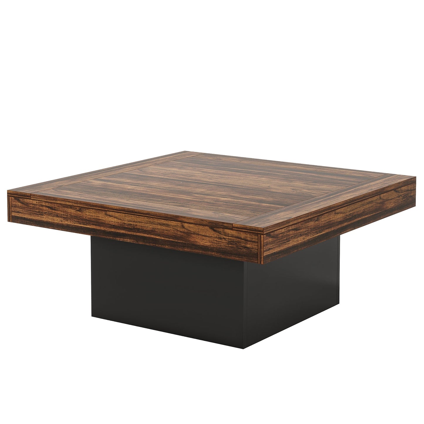 35.4 Inches Farmhouse Square LED Coffee Table – Rustic