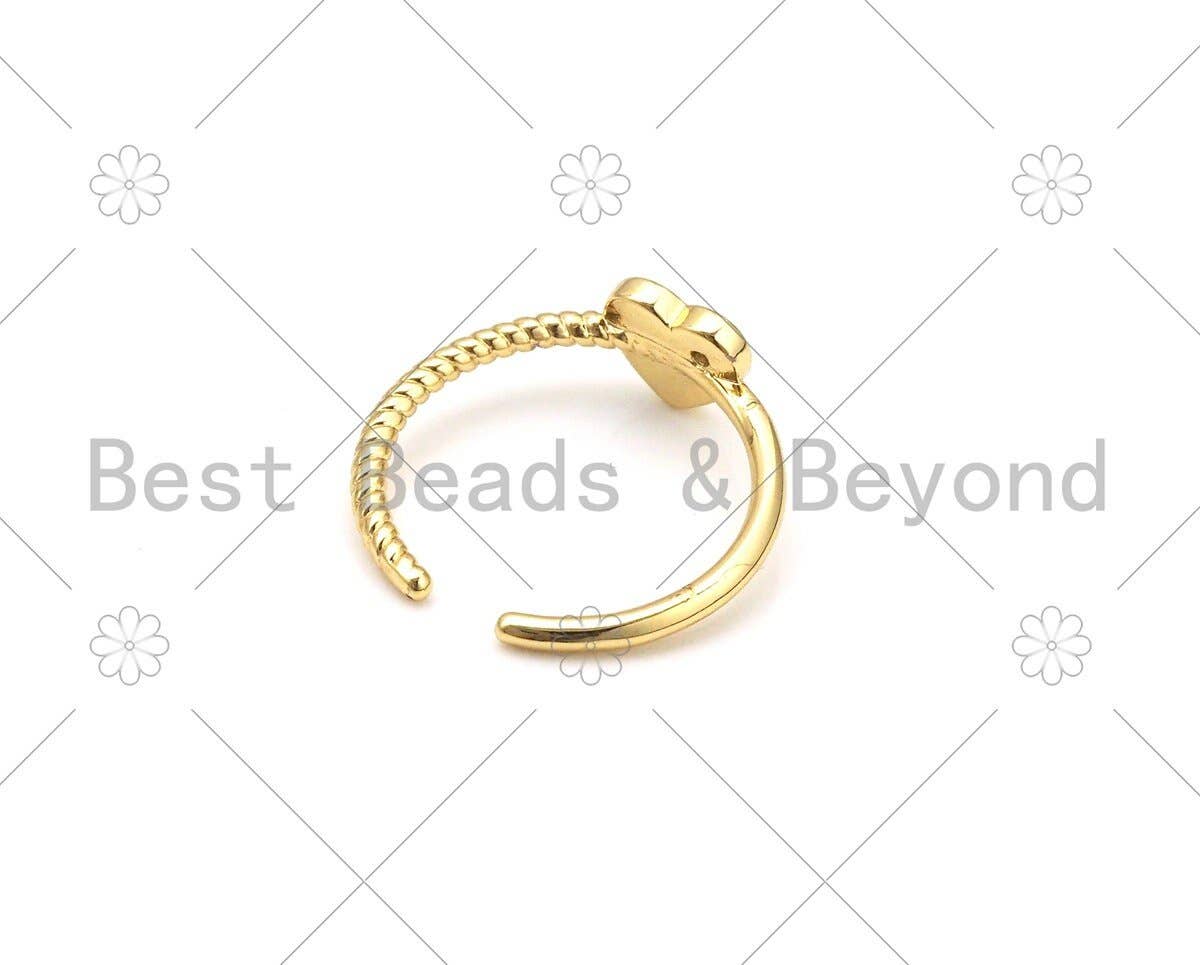 CZ Heart Shape Adjustable Ring,Sku#O79