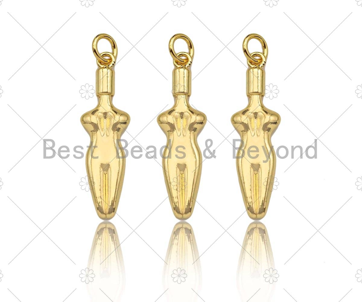 18K Dainty Gold Female Body Pendant,Female Empowerment Charm, Necklace Bracelet Charm Pendant,8x27mm, Sku#LK267