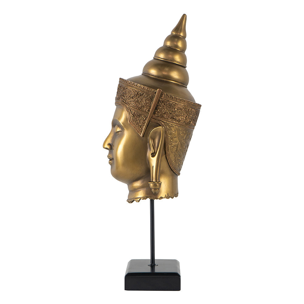 7x7.5x19.7" Buddha Statue Head On Stand