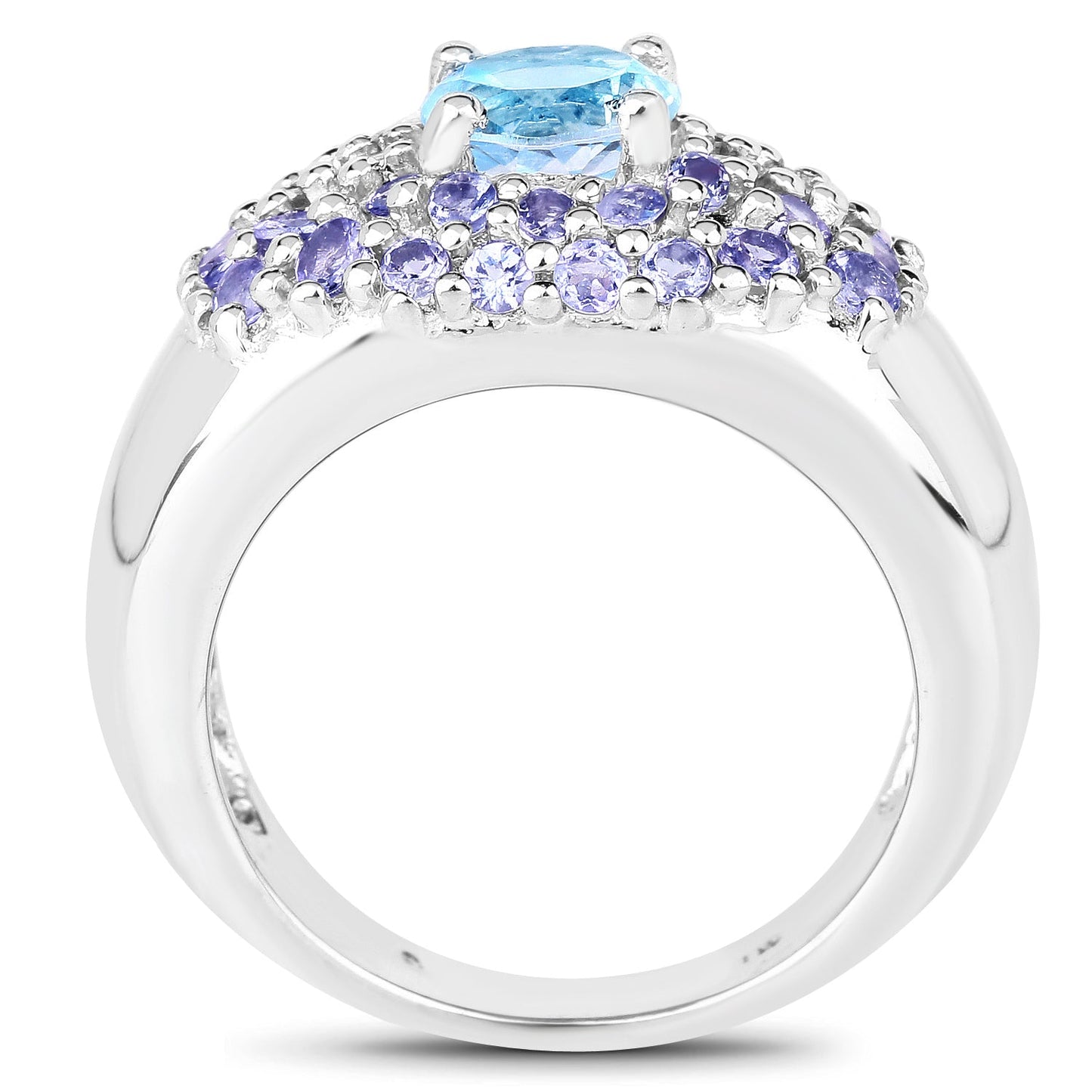 2.78 Carat Genuine Blue Topaz and Tanzanite .925 Sterling Silver Ring