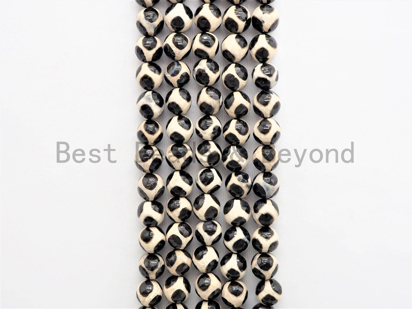Dzi Black White Spotted Agate Round Faceted Beads, 6mm/8mm/10mm/12mm beads, Agate Gemstone Beads, 15.5inch strand, SKU#U340