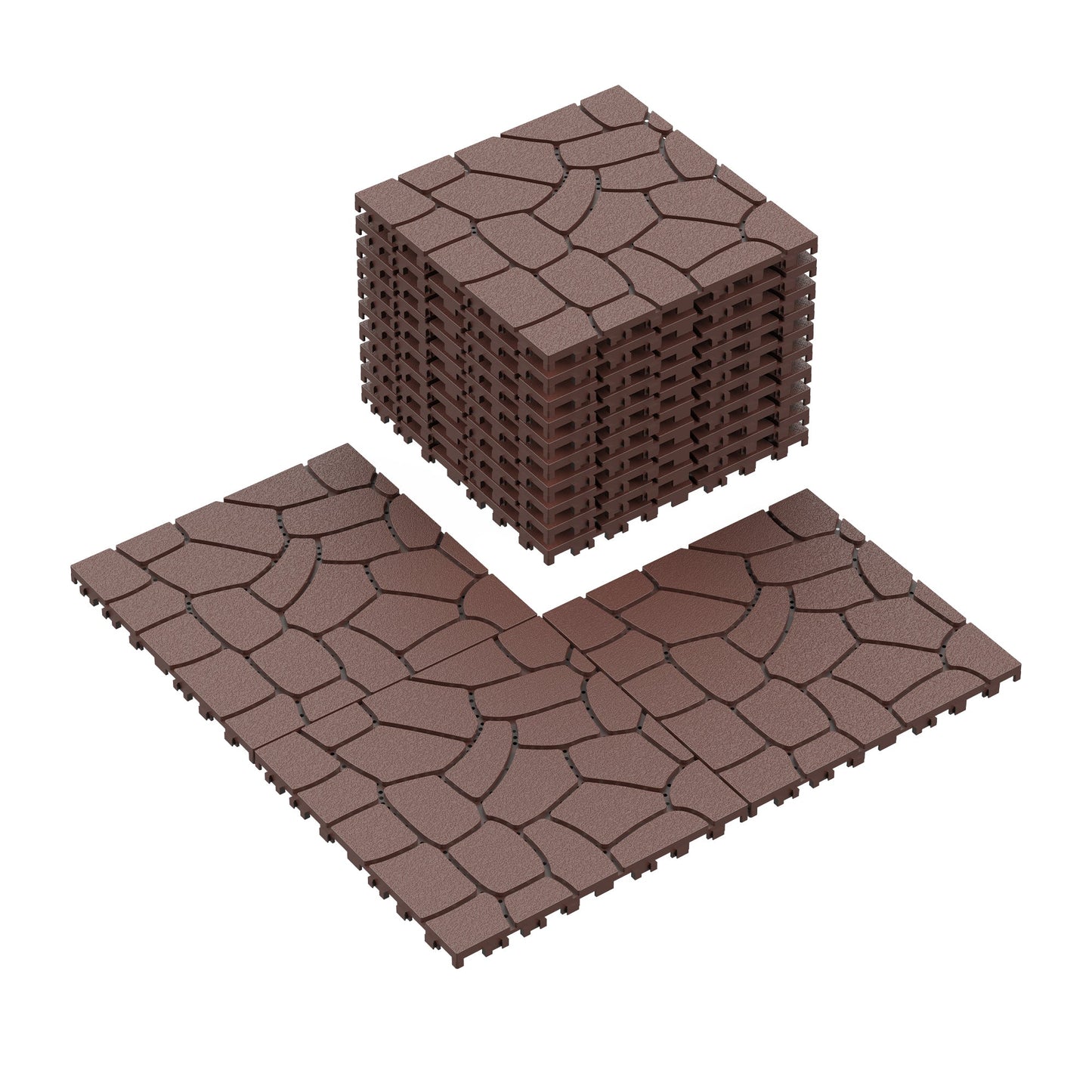12" Stone Texture Patio Deck Tiles