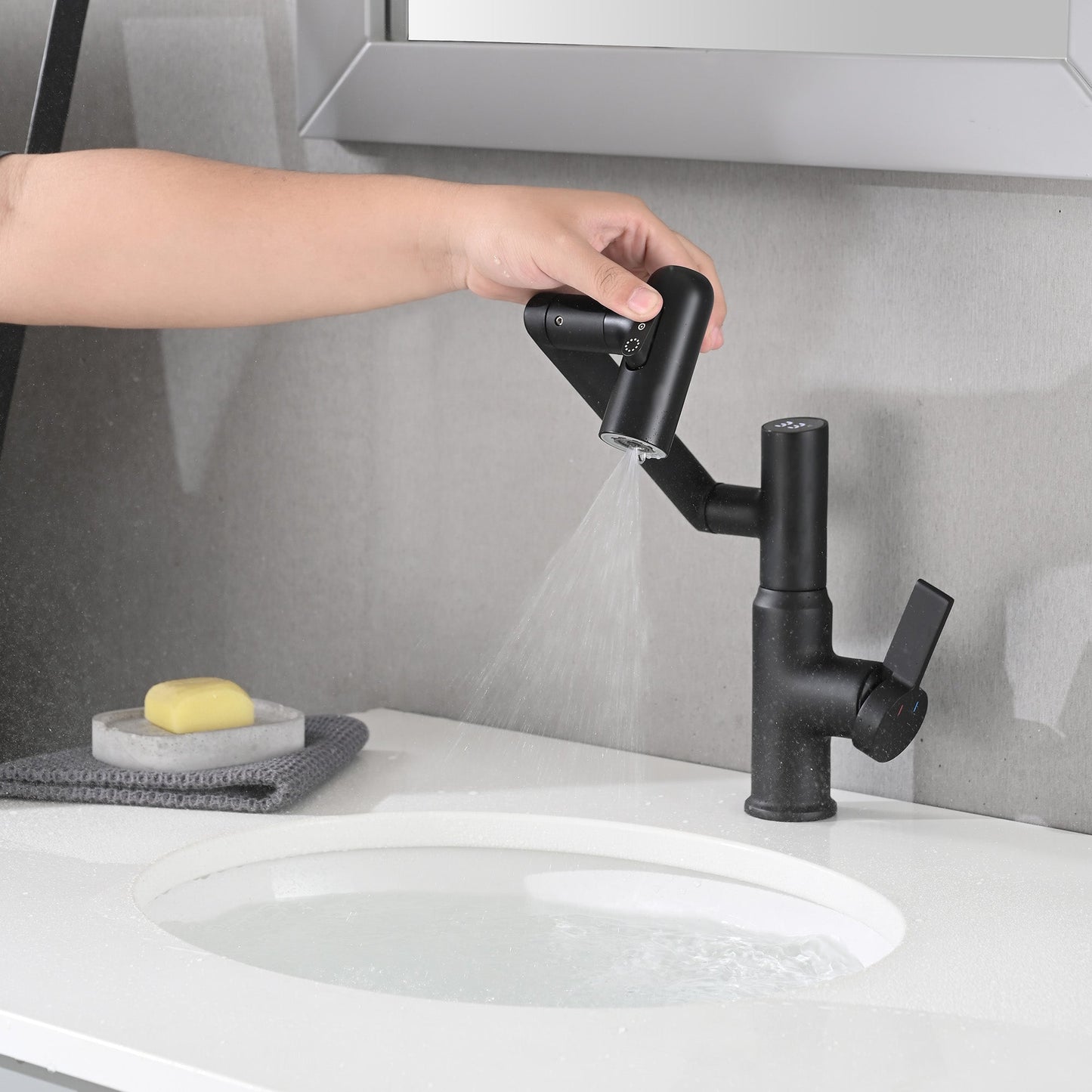 Bathroom Sink Faucet with Spray Function
