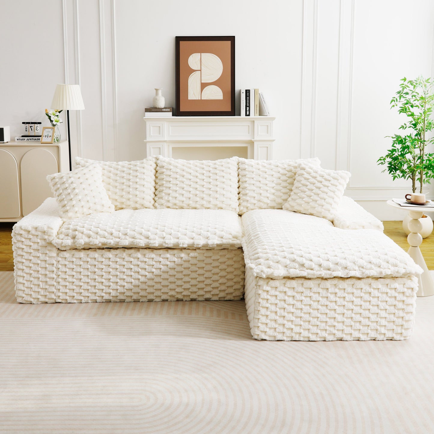 White Turtle Velvet Versatile Sofa