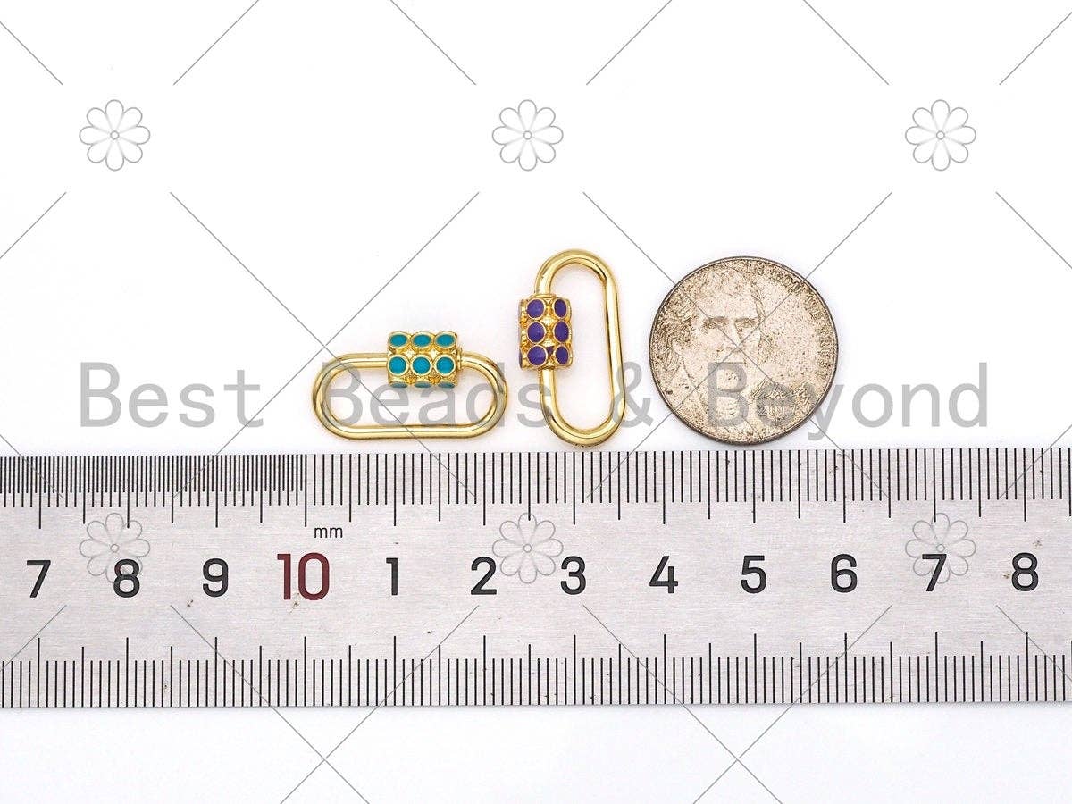 Colorful Enamel Oval Shape Screw Clasp, 18K Gold Filled ,SKU#H327C