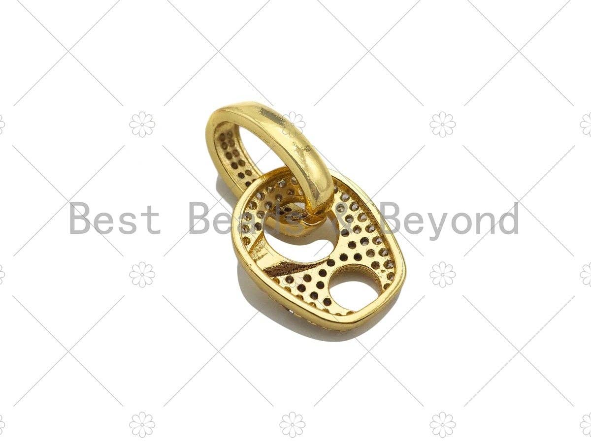 CZ Micro Pave Soda Tab Shape Pendant/Charm,Cubic Zirconia Charm, Necklace Bracelet Charm Pendant,9x11mm/12x16mm, Sku#LK221