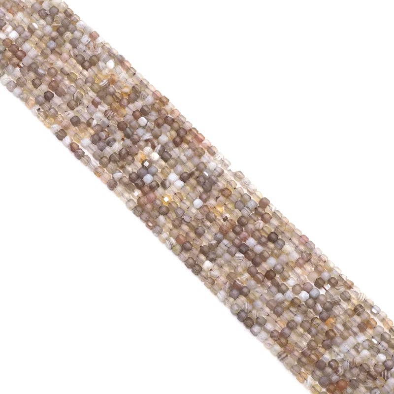 Genuine Botswana Agate Faceted Cube Beads, 2.5mm, Sku#U1539