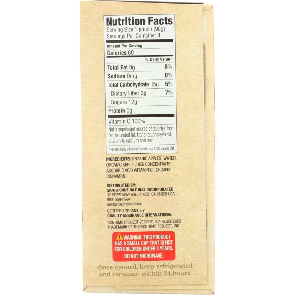 SANTA CRUZ: Cinnamon Apple Sauce Pouches, 12.8 oz