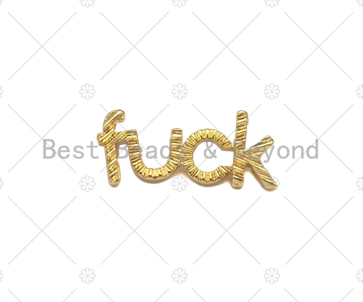 CZ Micro Pave FUCK Word Pendant/Charm,Cubic Zirconia Fuck Charm, 9x20mm, Sku#L472