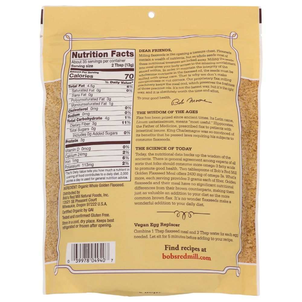 BOB'S RED MILL: Organic Golden Flaxseed Meal, 16 oz