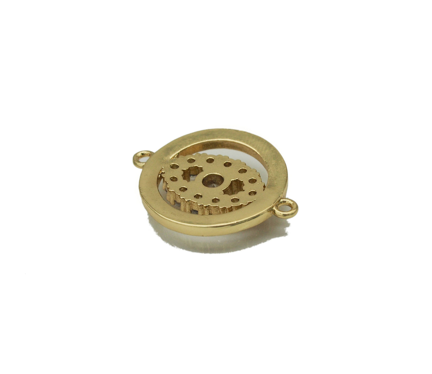 Big CZ Evil Eye Round Charm, Sku#LK665