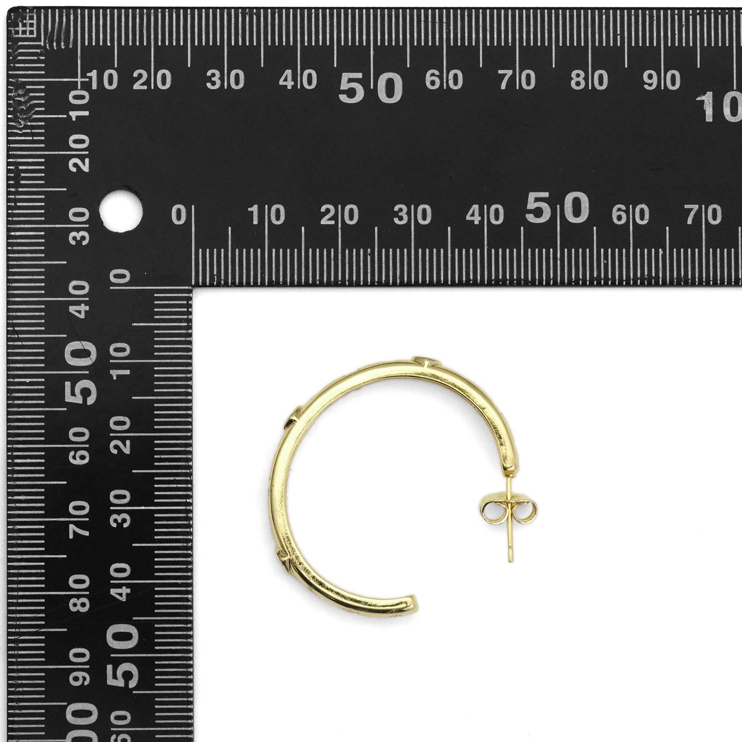 Gold Clear Diamond CZ Hoop Earrings, Sku#LK845