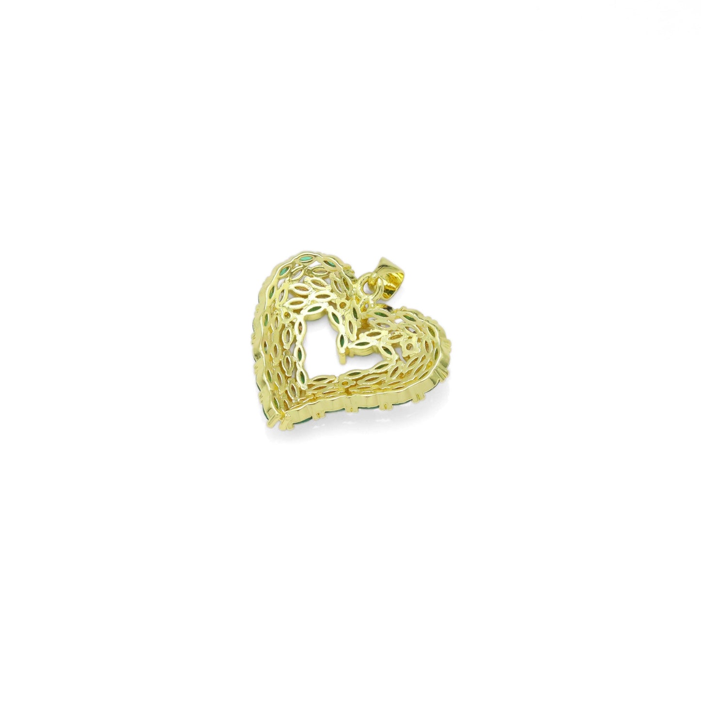 Green Clear Baguette CZ Heart Charm, Sku#LK943