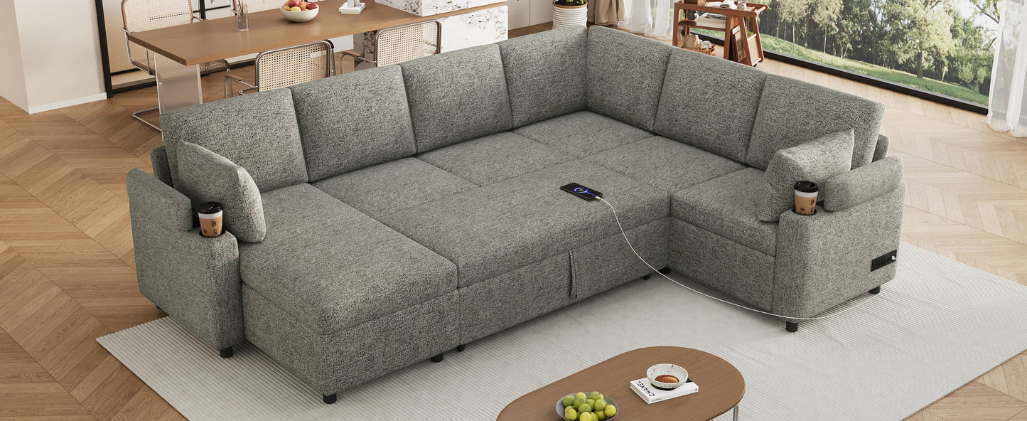 Versatile U-Shaped Sectional Sofa Bed