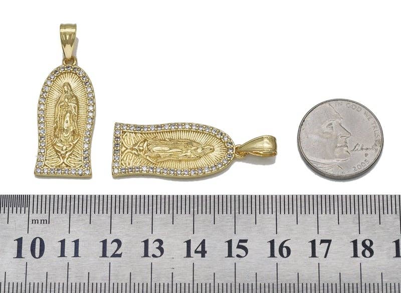 Gold CZ Virgin Mary Charm, Sku#LK702