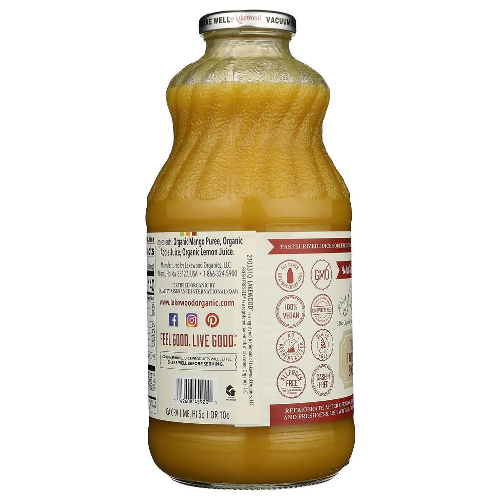 LAKEWOOD ORGANIC: Mango 100% Juice Blend, 32 oz