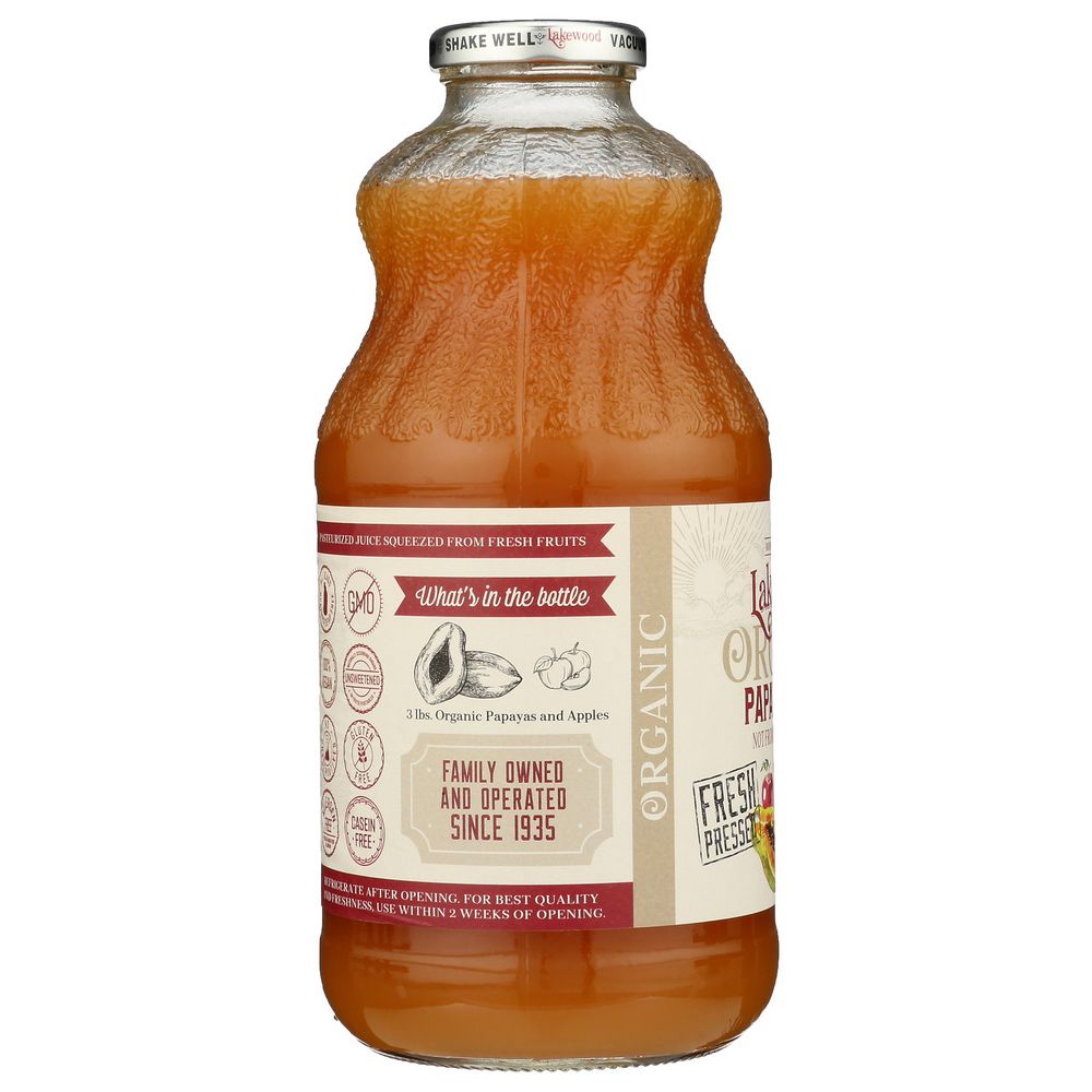LAKEWOOD ORGANIC: Papaya 100% Juice Blend, 32 oz